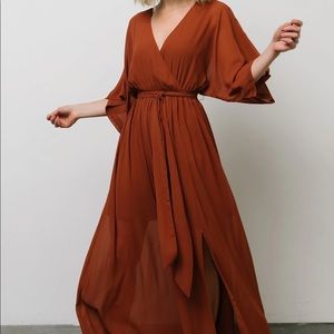 Kimono maxi dress from Baltic Born. Size small. Color: rust.